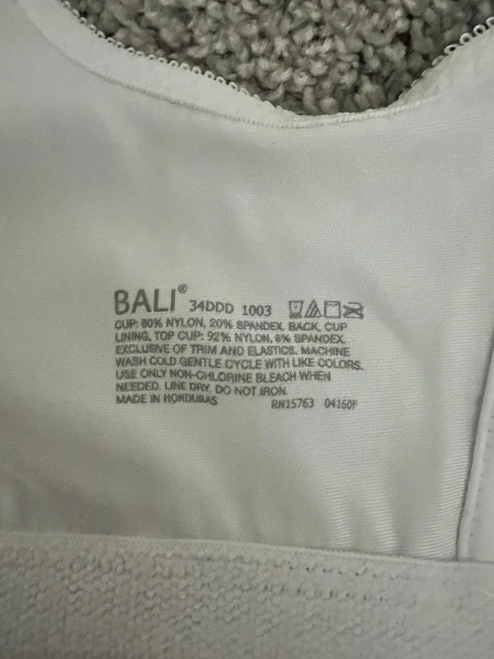 NWT Bali Designs Women's Bali Double Support Front Close White 34DDD